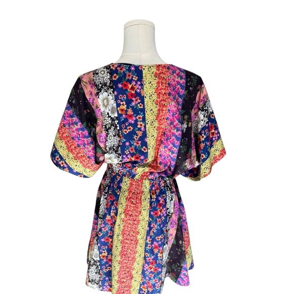 Amur - Nyla Tie Front Dress Vibrant Multicolor Wrap Dress Sz 4 - Picture 6 of 9